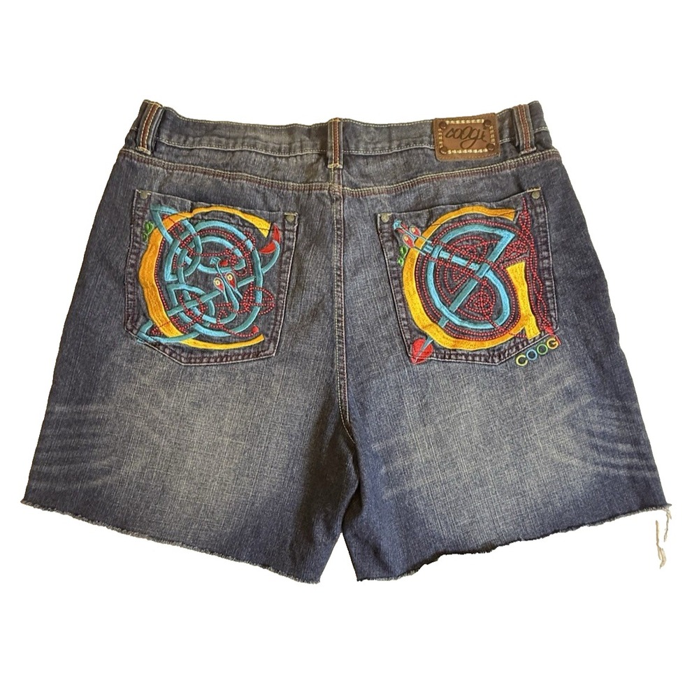 Vintage Y2K Coogi Embroidered Classic Baggy Hip Hop Denim Cuttoff Shorts  Sz.44W
